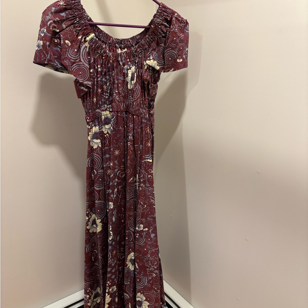 Ulla Johnson Burgundy Floral Maxi Dress